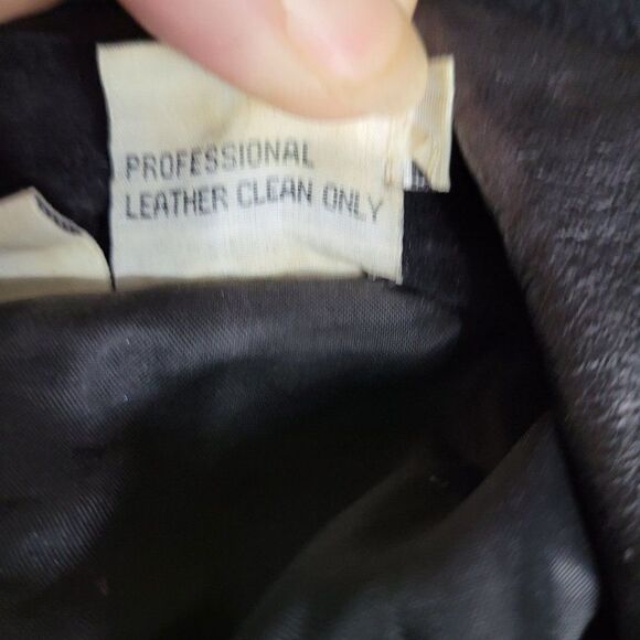 Vintage 80s Newport News Leather Coat Blazer Notched Collar Button Down Black 18 - Picture 14 of 15